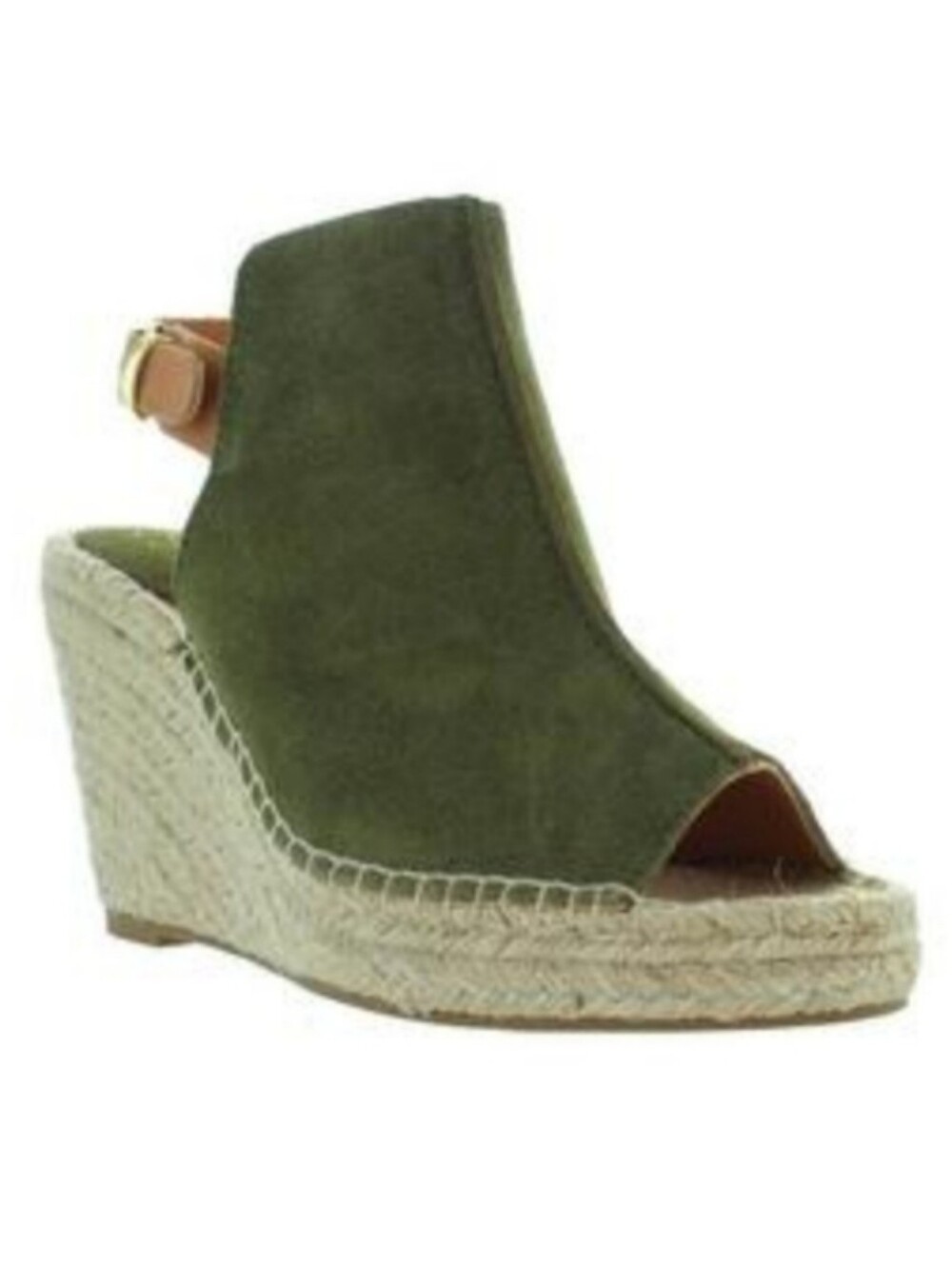 Seychelles Tan and Green Espadrille Slip-Ons with Suede Texture Sz 7 Like New